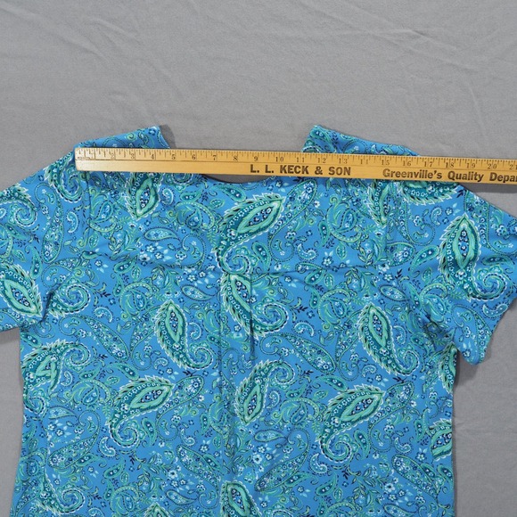 J Jill WearEver Collection Dress Extra Large Petite Blue Green Paisley Pockets - Picture 6 of 12